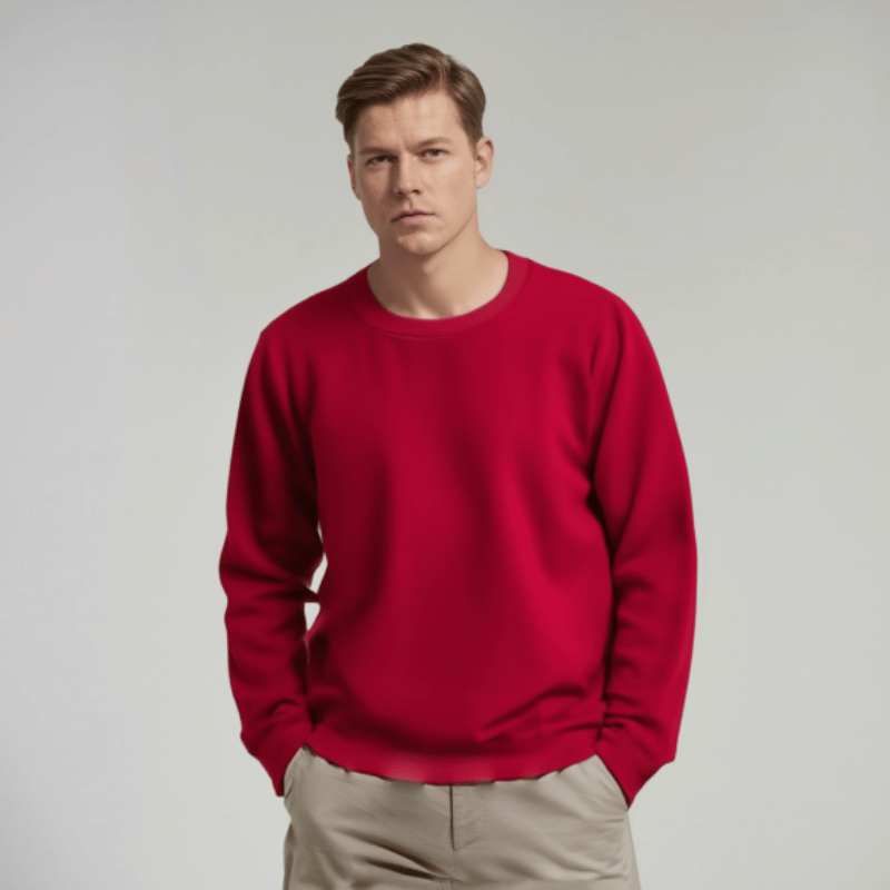Men's long sleeve crew neck sweater with ribbed trim