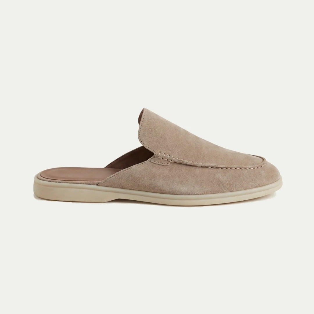 Men's slip-on mule loafers with open back and low sole
