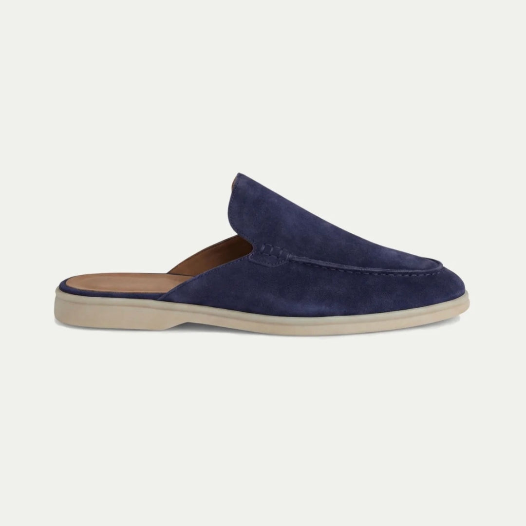 Men's slip-on mule loafers with open back and low sole