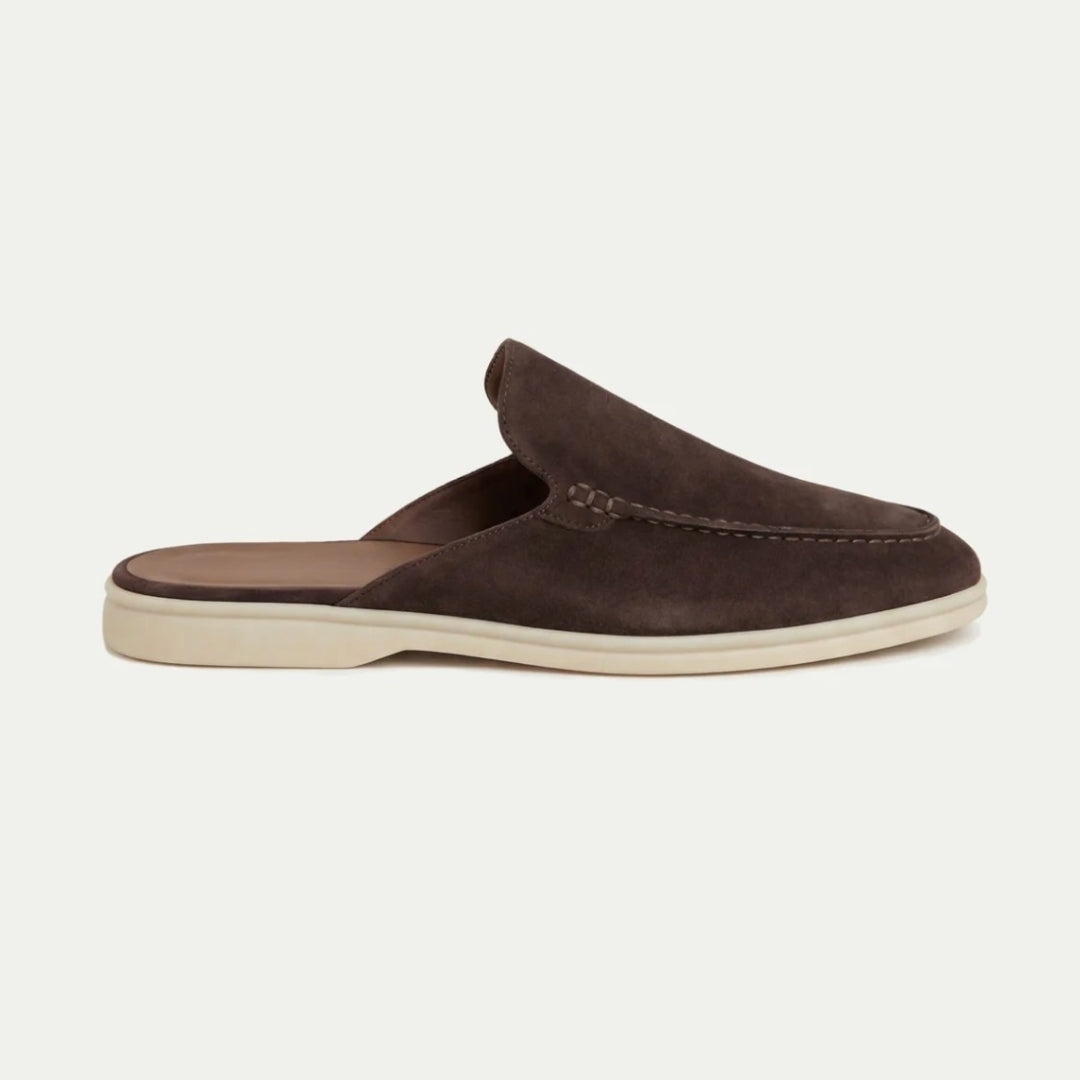 Men's slip-on mule loafers with open back and low sole