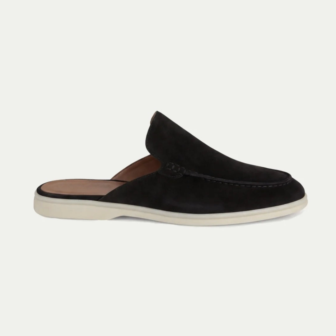 Men's slip-on mule loafers with open back and low sole