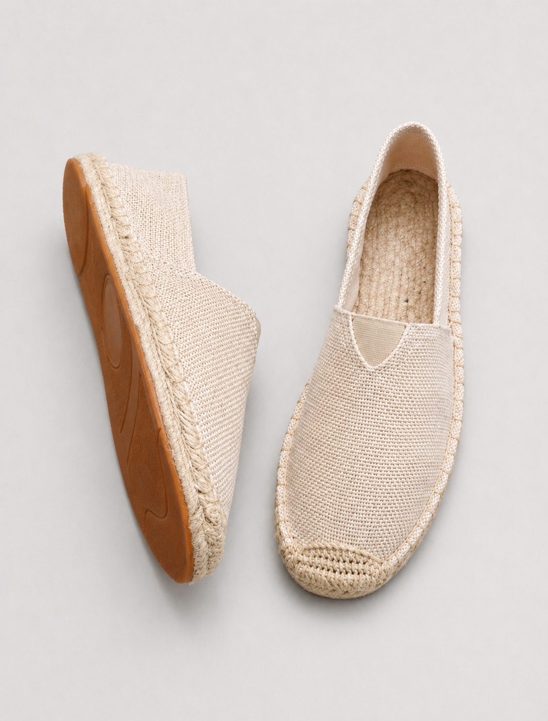 Men's woven canvas espadrille loafers with round toes