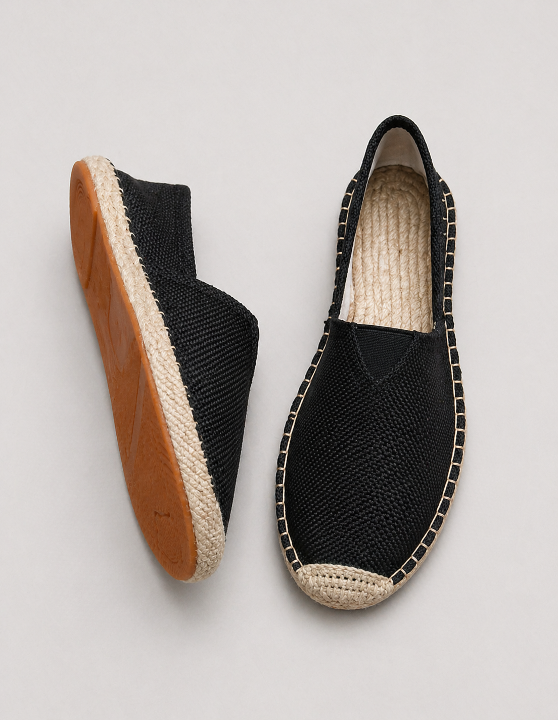 Men's woven canvas espadrille loafers with round toes