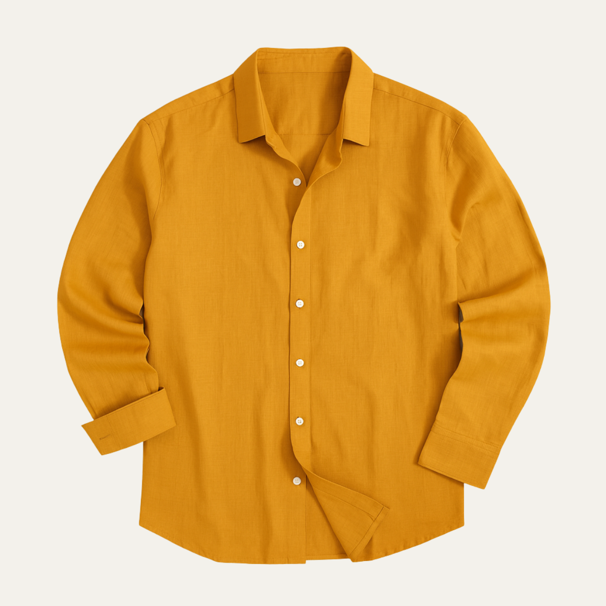 Men's plain long sleeve button down shirt with pointed collar