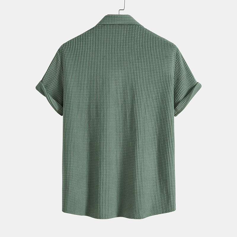 Waffle knit short-sleeve shirt and shorts set